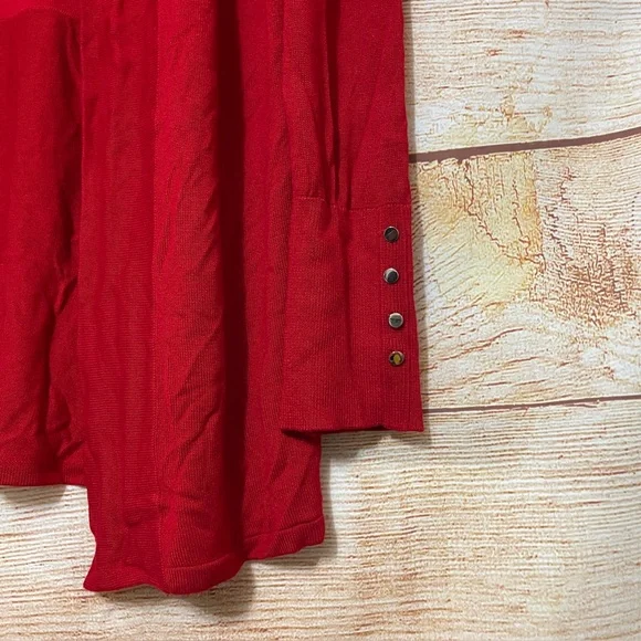 Red Open Front Long Sleeve Knit Cardigan Size Small - Picture 10 of 10